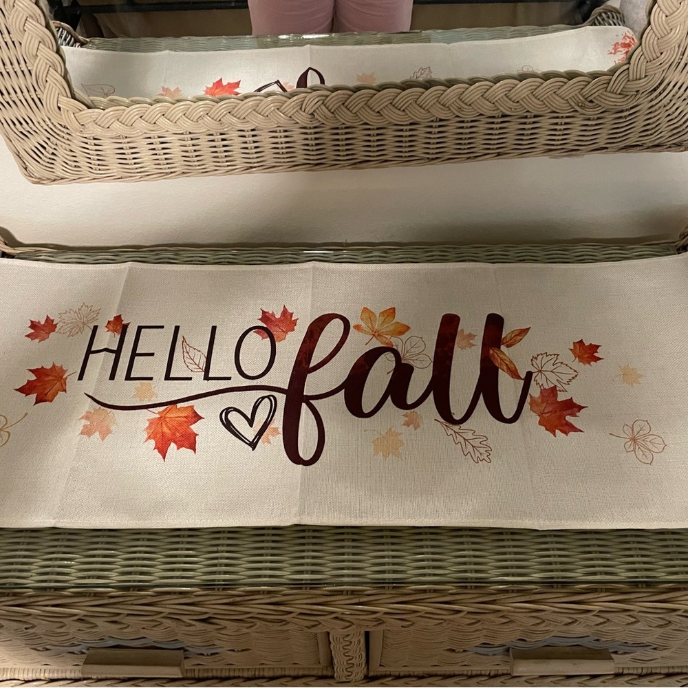 Brand New Fall Gnome Linen Blend Table Runner 72x13 Autumn Thanksgiving